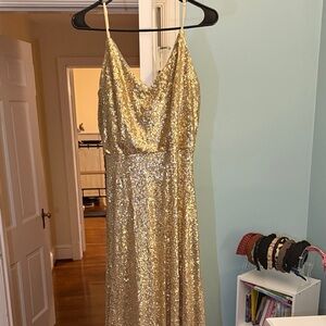 Revelry Gold Sequin Evening Dress